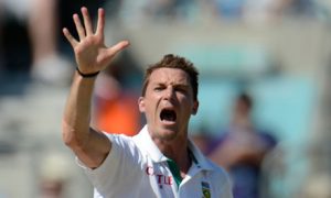 South Africa's Dale Steyn celebrates his five wickets